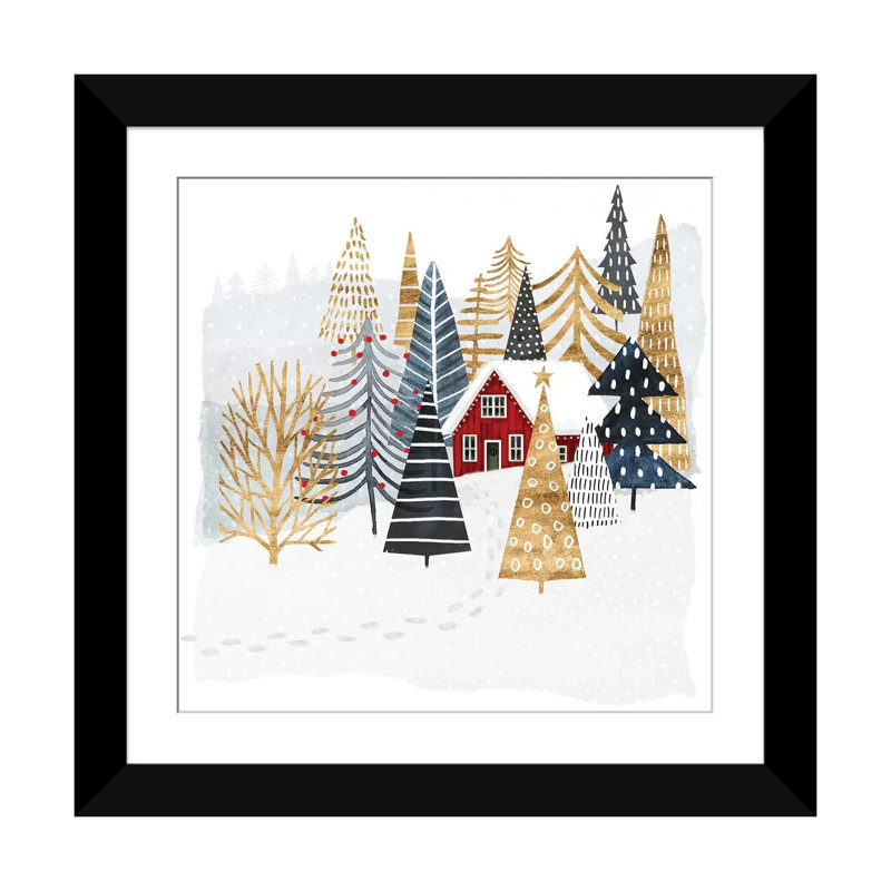 «Christmas Chalet I» par Victoria Borges - Estampe numérique sur toile tendue avec châssis, H 24 po x l 24 po x P 1 po, Blanc