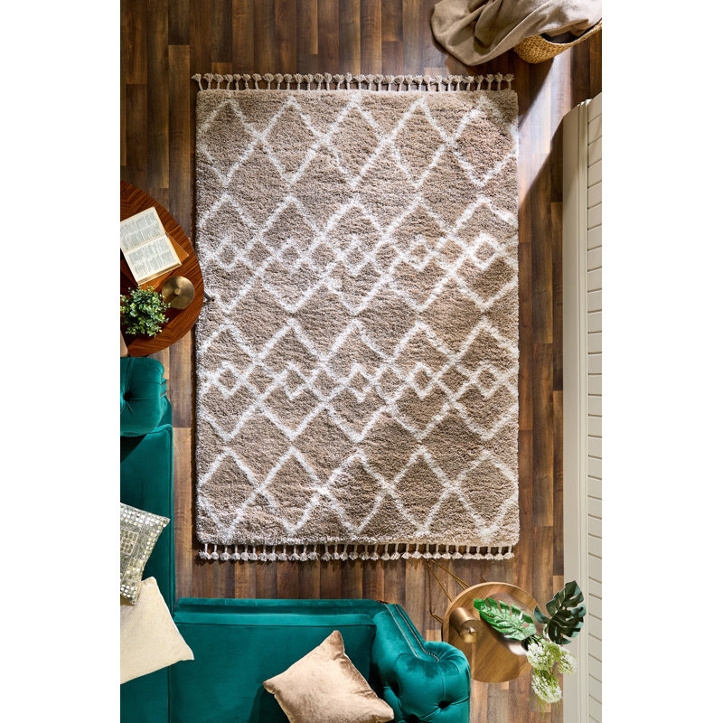 Lucent Geometric Hand Woven Shag Area Rug, Rectangle 80 x 150cm