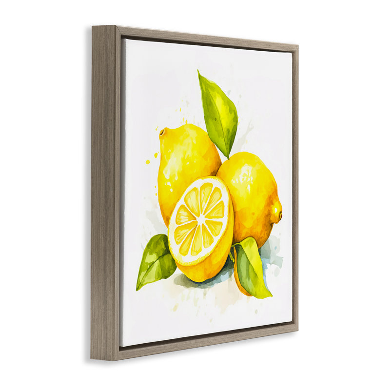 "Lemon Harvest", art mural encadré flottant par Andrea Haase, H 18 po x l 18 po, Cadre flottant orme Montalcino