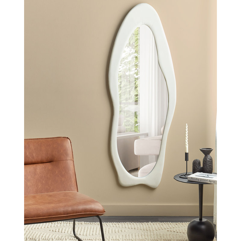 Budley Fabric Scalloped Wall Mirror, White
