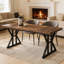 Farmhouse Dining Table, 71 Inch Wood Top, Metal Base-123406501-123406500