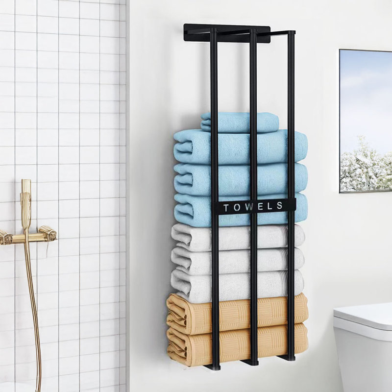 Metal Wall Bathroom Shelves, Black