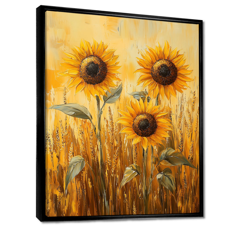 Disha - Floral Canvas Wall Art, 20" H x 12" W, Floater Framed Print, Black