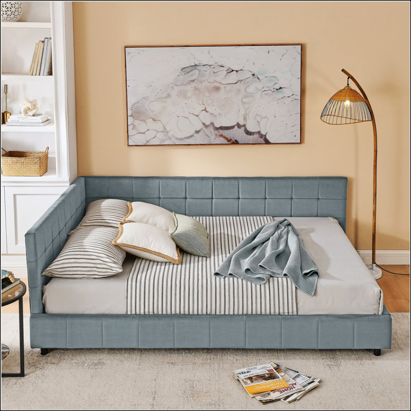 Queen Size Upholstered Tufted Bed Frame, Gray