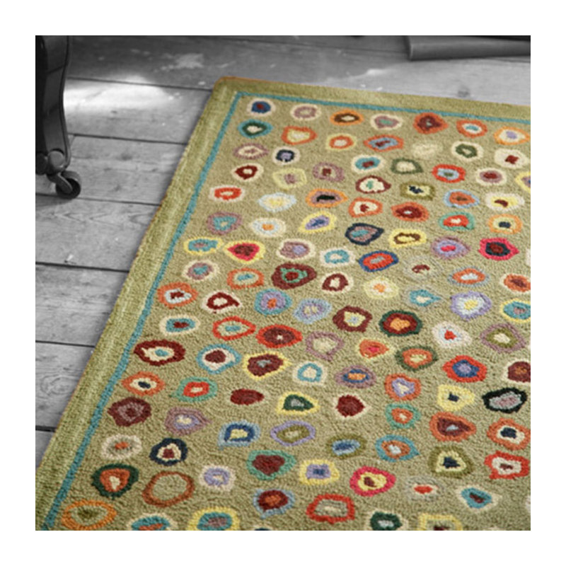 Tapis en laine crocheté à la main Cat's Paw Sage, Tapis de couloir 2 pi 6 po x 8 pi
