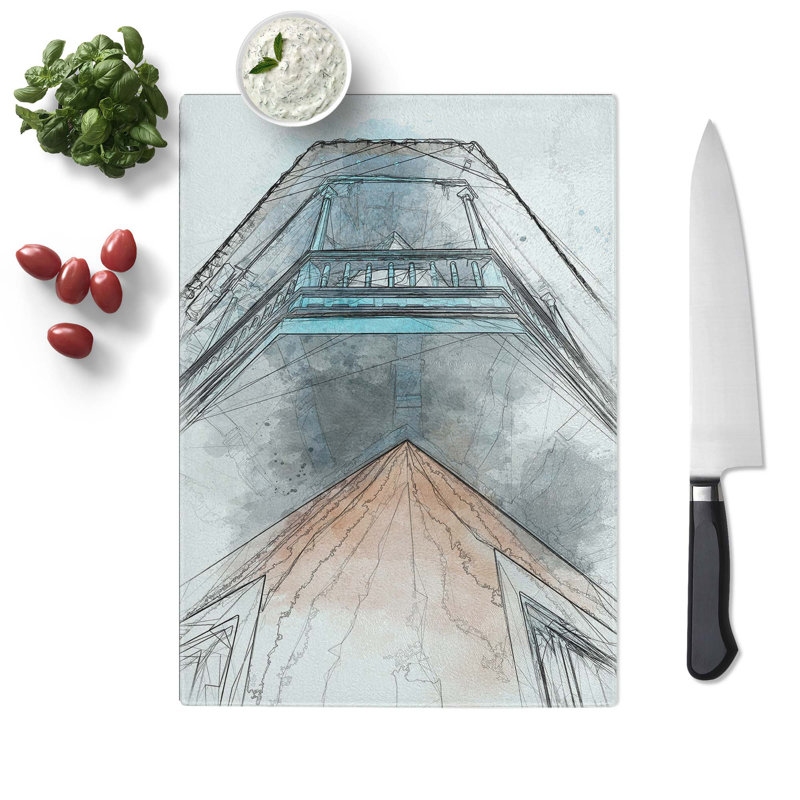 Tempered Glass Sketching the Architecture Vol.5 Chopping Board, 20 cm x 28.5 cm