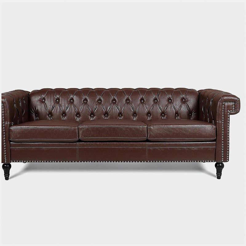 Canapé traditionnel sans accoudoirs de 83,66 po de largeur avec coussins amovibles et 3 places, Marron foncé