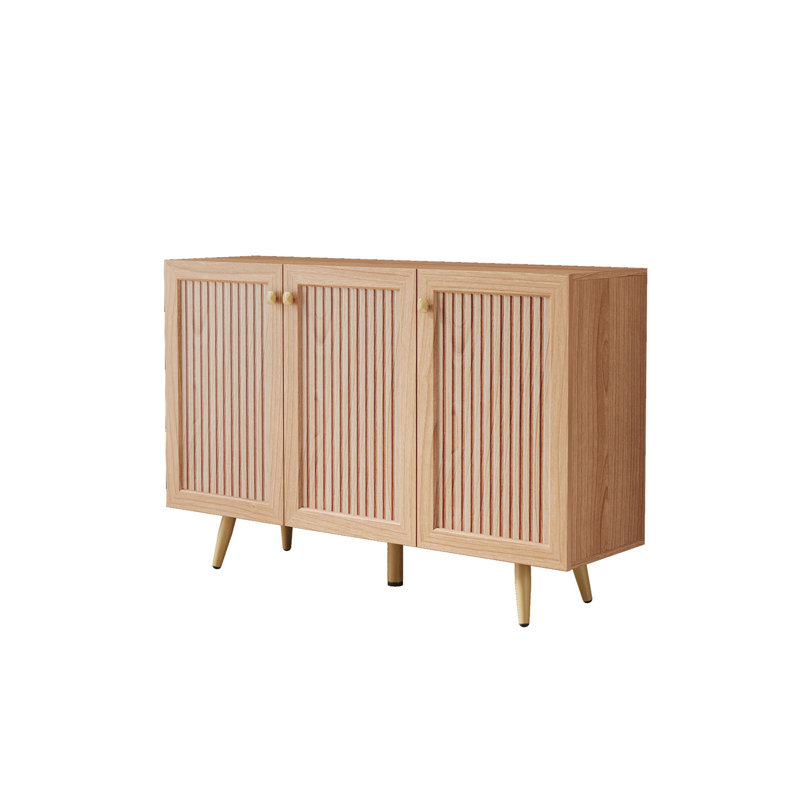 Storage Cabinet With Three Doors, Sideboard Buffet Storage With Adjustable Shelf, Coffee Bar Cabinet, Tangerine