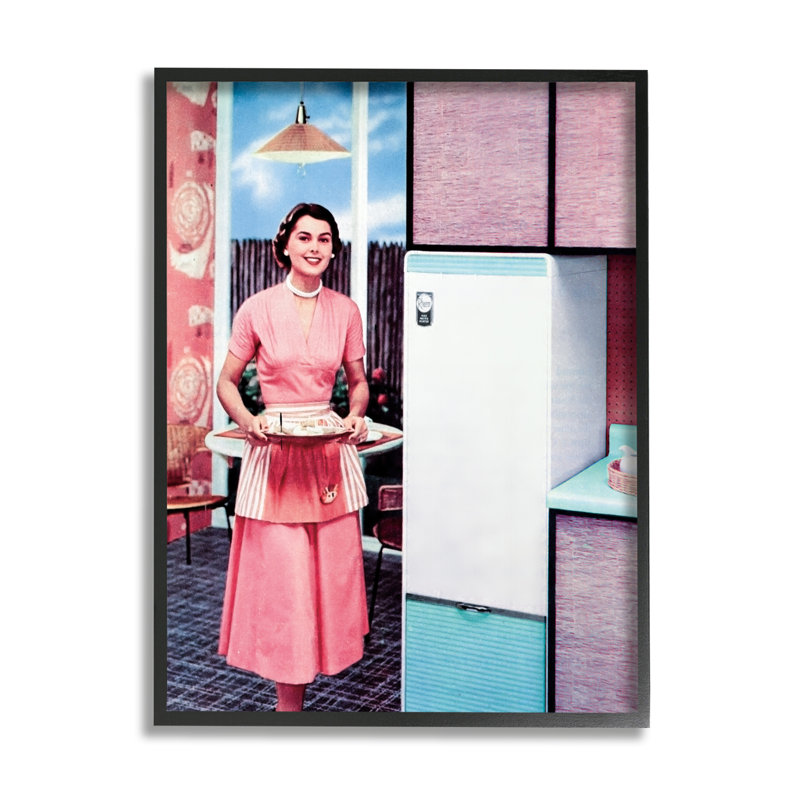 «Retro Kitchen», publicité rétro encadrée sur bois par Kathy Alper, impression, Giclée encadrée noir minuit