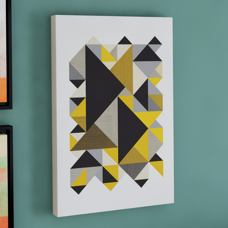 «Triangles Org», impression sur toile, H 26 po x l 18 po x P 1,5 po, Toile avec cadre noir, Pas de tapis