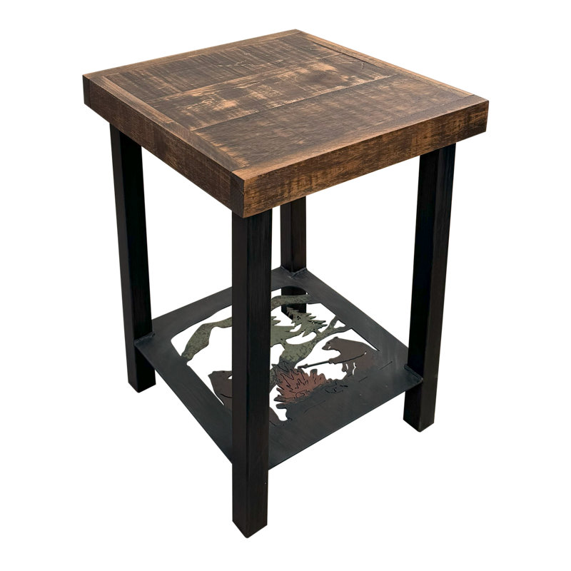 Table de bout carrée Burnt Sienna / Rough Sawn, Brun