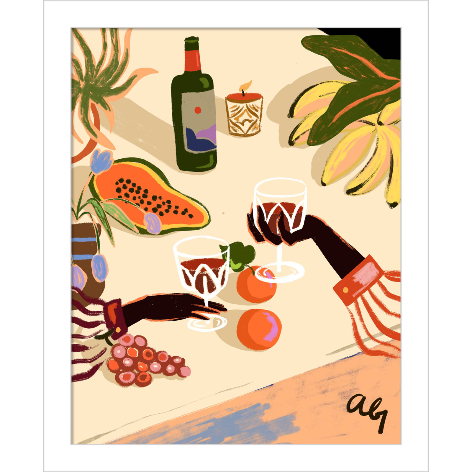 Pritchard "Cheers to You (Wine)" Print, White, 13" H x 11" W