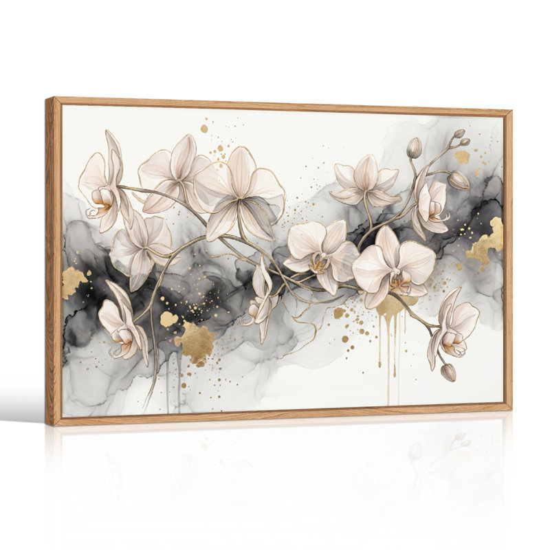 "Floral" abstrait, art mural sur toile, ensemble de 1, Natural, 24"H x36"W
