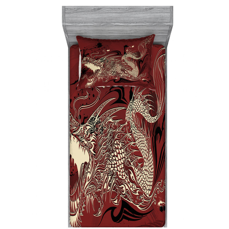Dragon Microfiber Sheet Set, Twin XL Sheet Set + Fitted Sheet + 1 Pillowcase