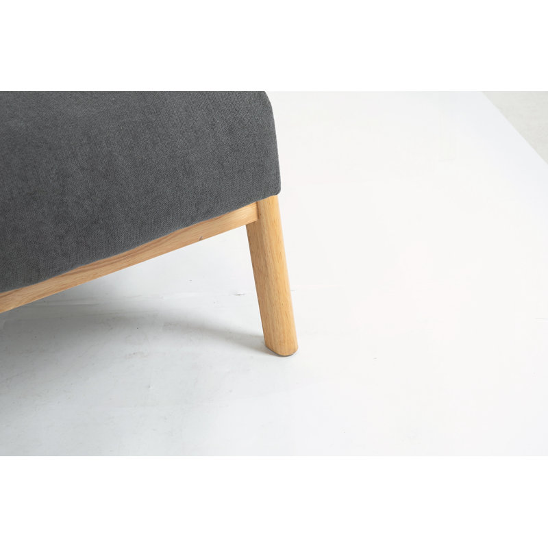 Chaise d'appoint Mid-Century moderne avec structure en bois, Gris antique, Naturel