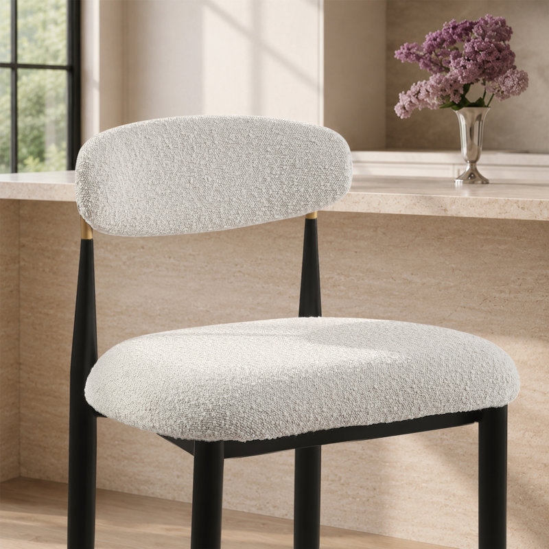 Tabouret de bar et de comptoir moderne rembourré Boucle, White