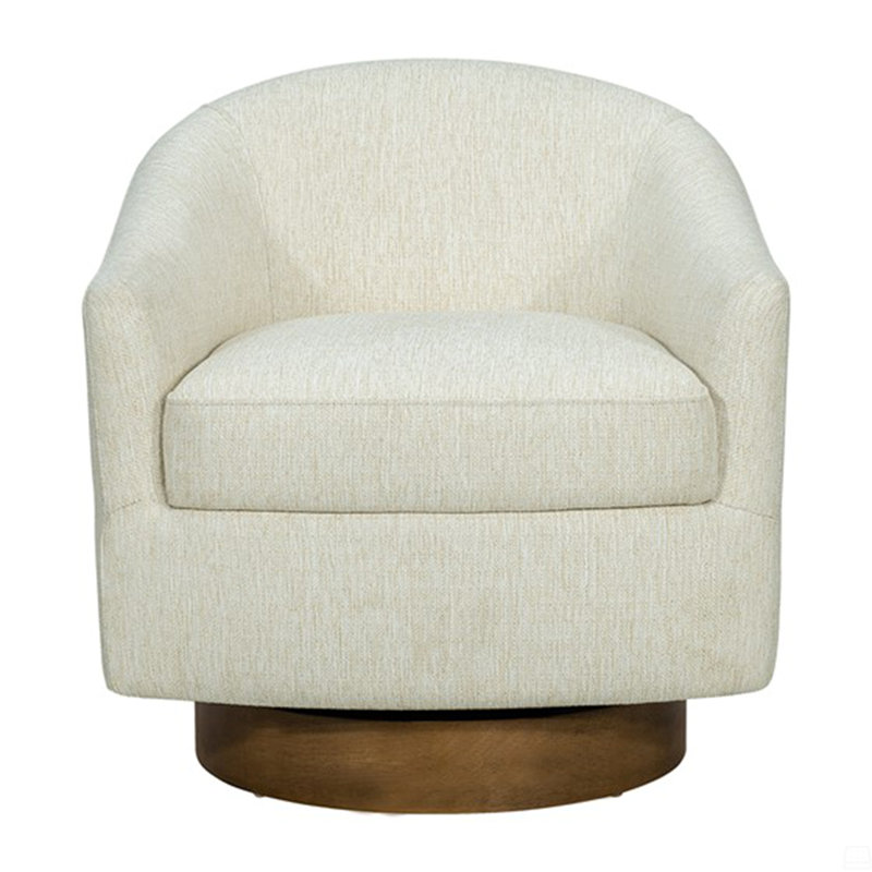Chaise pivotante rembourrée avec base en bois