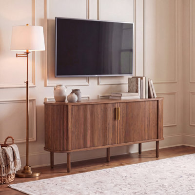 Carvin 62.99" W TV Stand with Tambour Doors