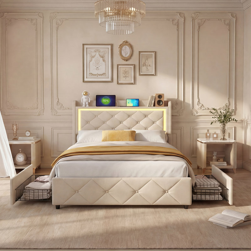 Upholstered Bed, European Single (90 x 200 cm)