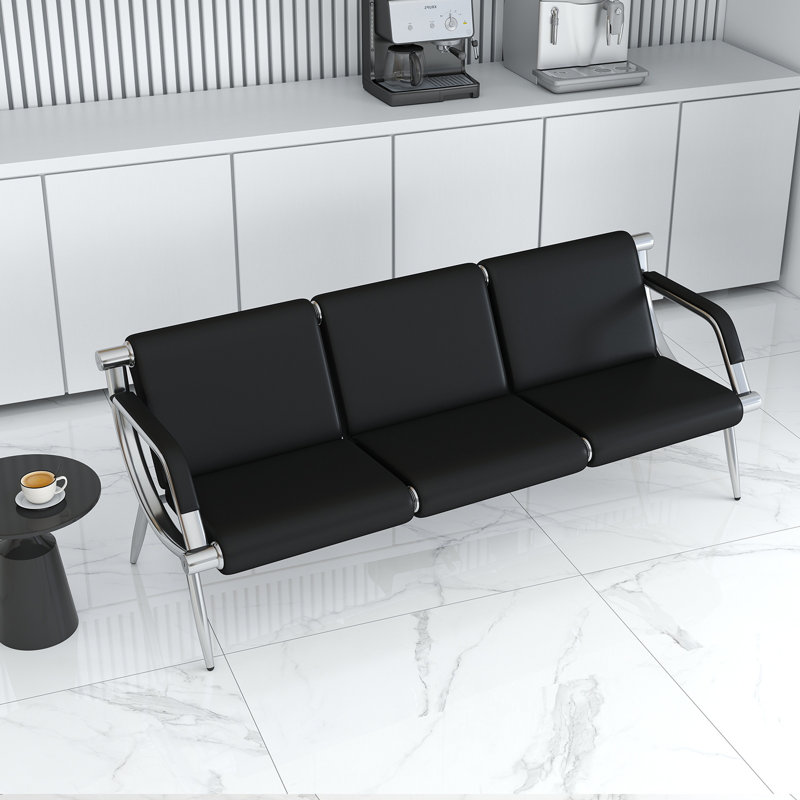 Chaises 3 places pour salle d'attente - Fauteuil de réception avec accoudoirs en cuir synthétique, sièges d'invité de bureau et chaise de réception pour bureau d'école