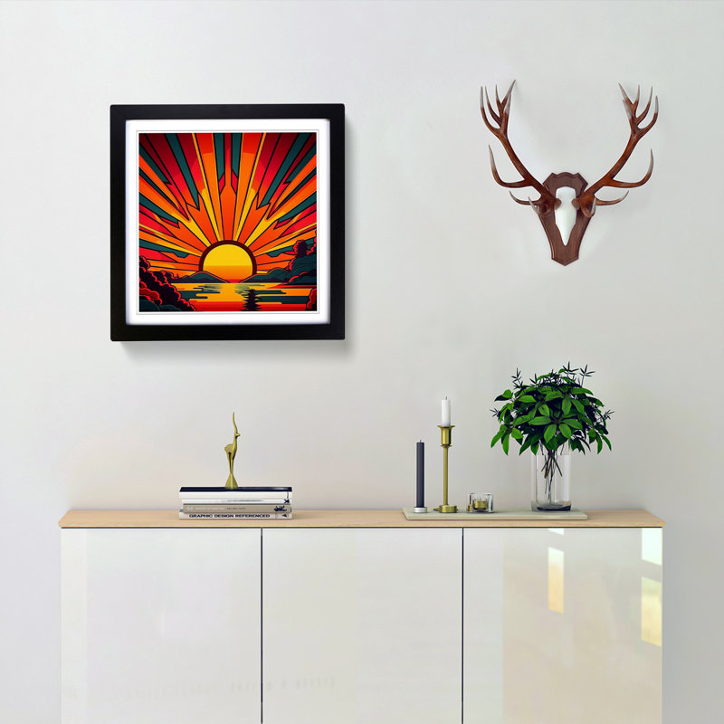 Sunrise Pop Art - Single Picture Frame Print on Wood, Black