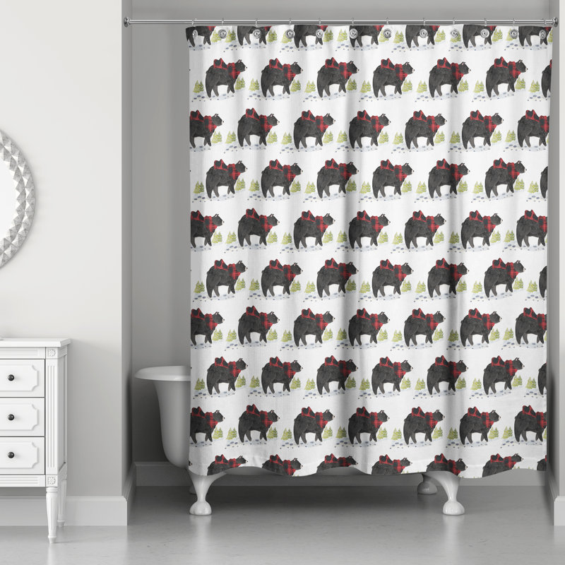 Black Bear Pattern Shower Curtain