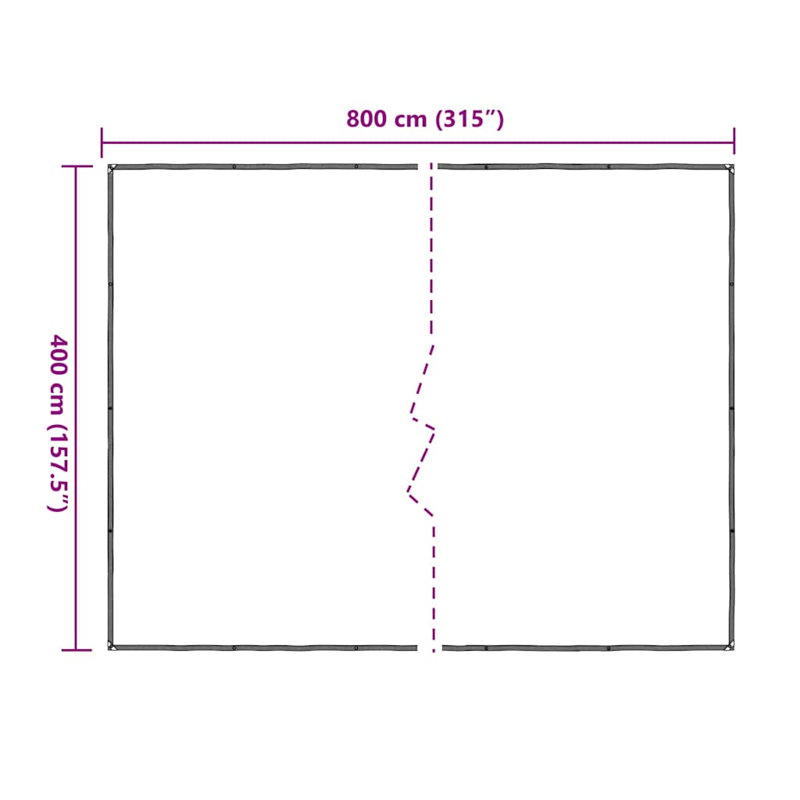 Bâche avec œillets Vidaxl en polyéthylène, L 157,2 po x P 314,4 po