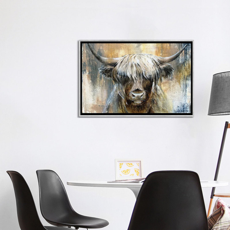 Highland Cow I, encadrée par Studio Paint-Ing, impression, Toile argentée avec cadre flottant, H 32 po x l 48 po x P 1,5 po