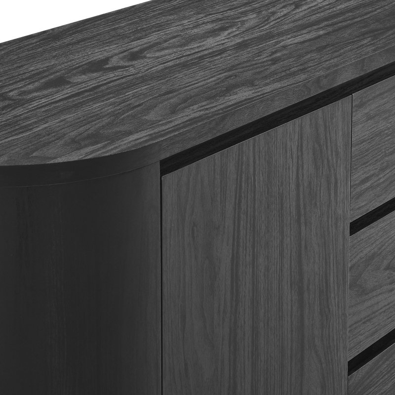 Buffet de rangement arrondi Duval, Noir, noir, noir, noir