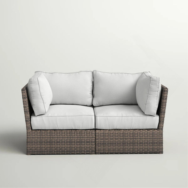 Fully Assembled Patio Wicker Loveseat With Cushions, Espresso, Espresso