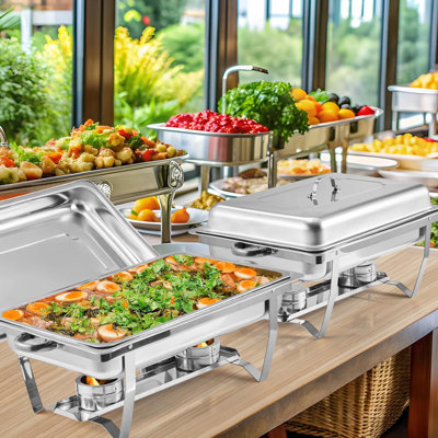 8 Qt Chafing Dish Buffet Set 4 Pack (silver)