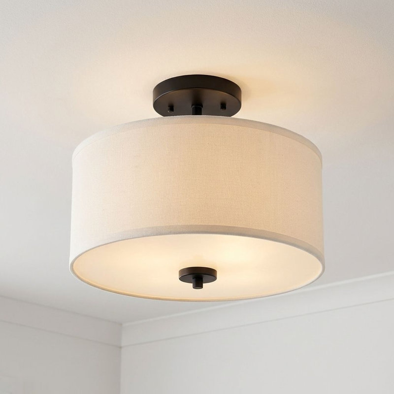 Plafonnier noir mat 2 lumières Ralston, Noir mat