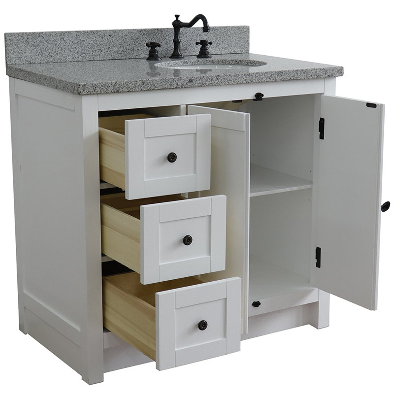 Ensemble de meuble-lavabo simple 37 po Seshadri, Granite, Glacier cendré