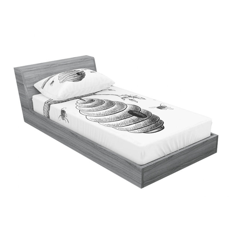 Microfiber Abstract Sheet Set, Twin XL Sheet Set with Fitted Sheet