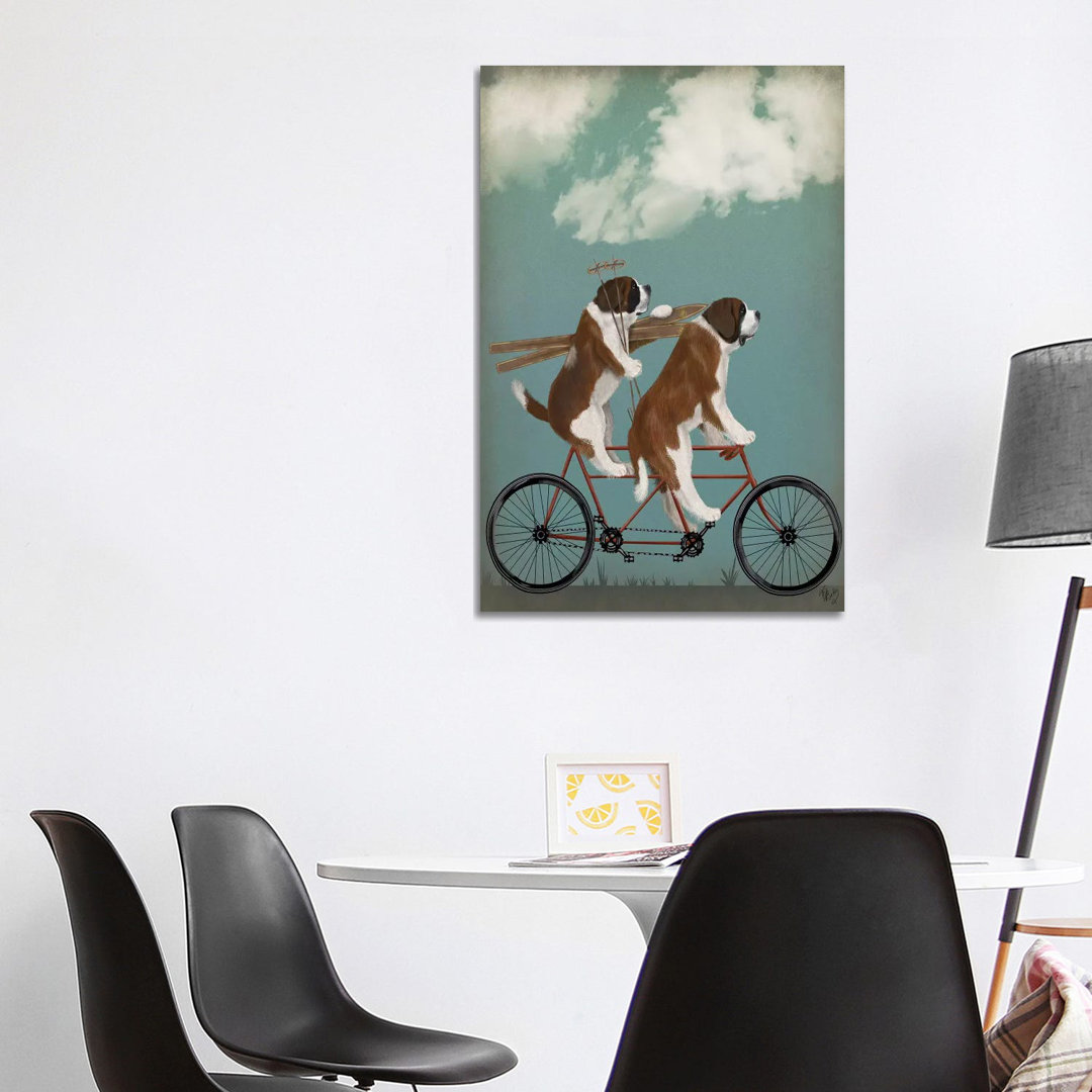 St. Bernard Tandem by Fab Funky - Wrapped Canvas Print