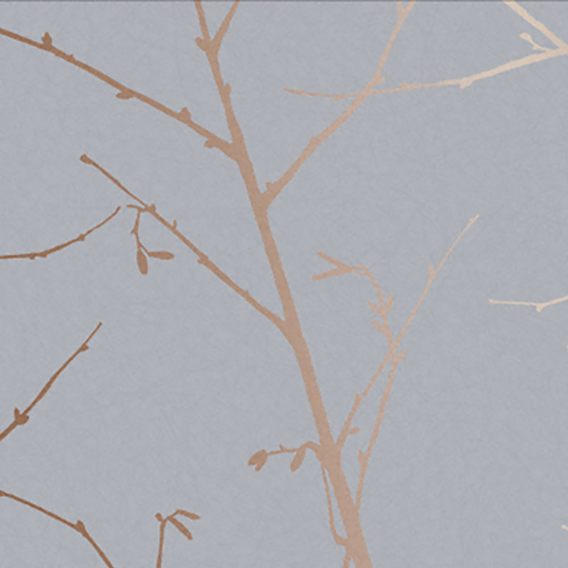Floral Metallic Wallpaper Double Roll, Gray/Rose Gold
