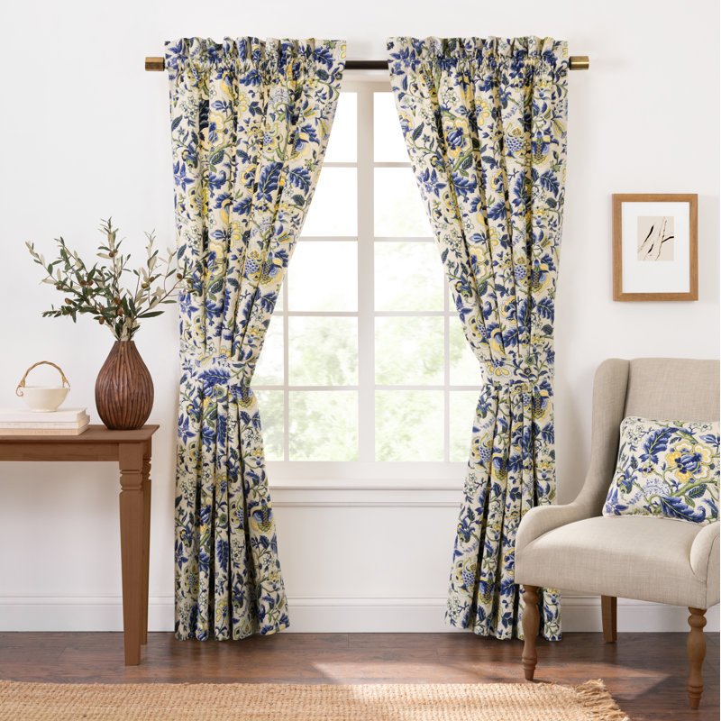 Regency Cotton Blend Room Darkening Curtain Pair, 48" W x 96" L, Blue