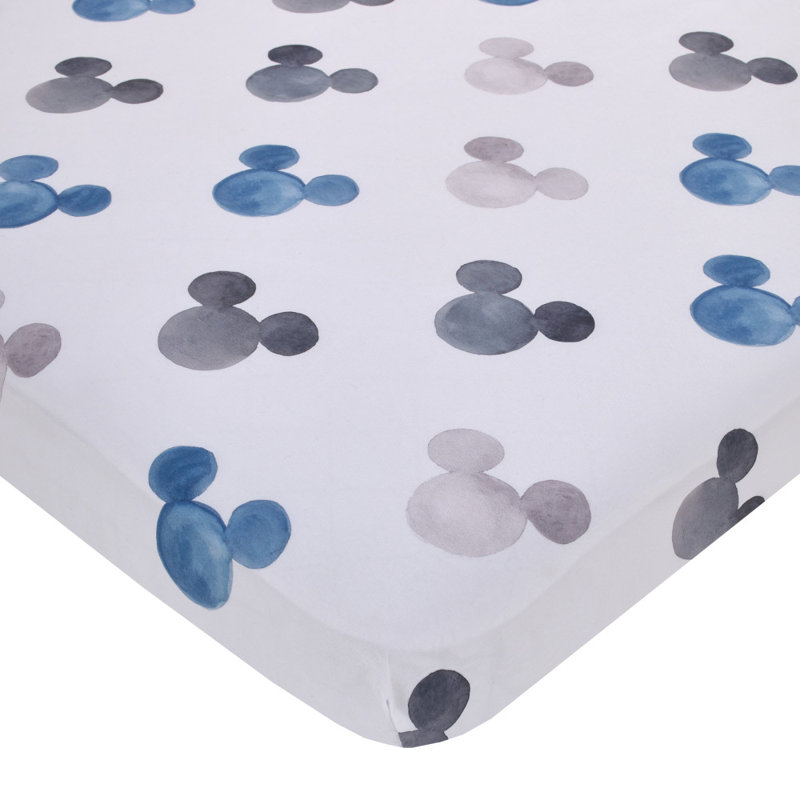 Drap-housse pour lit de bébé Nojo MickeyMouse, Bleu / noir / gris