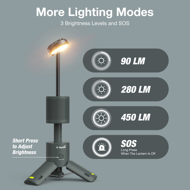 Lumières de camping télescopiques et pliables gris, Gris