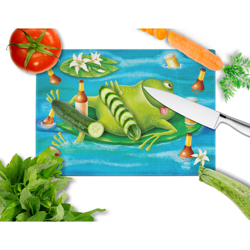 Planche à découper à bière de grenouille en verre trempé caroline