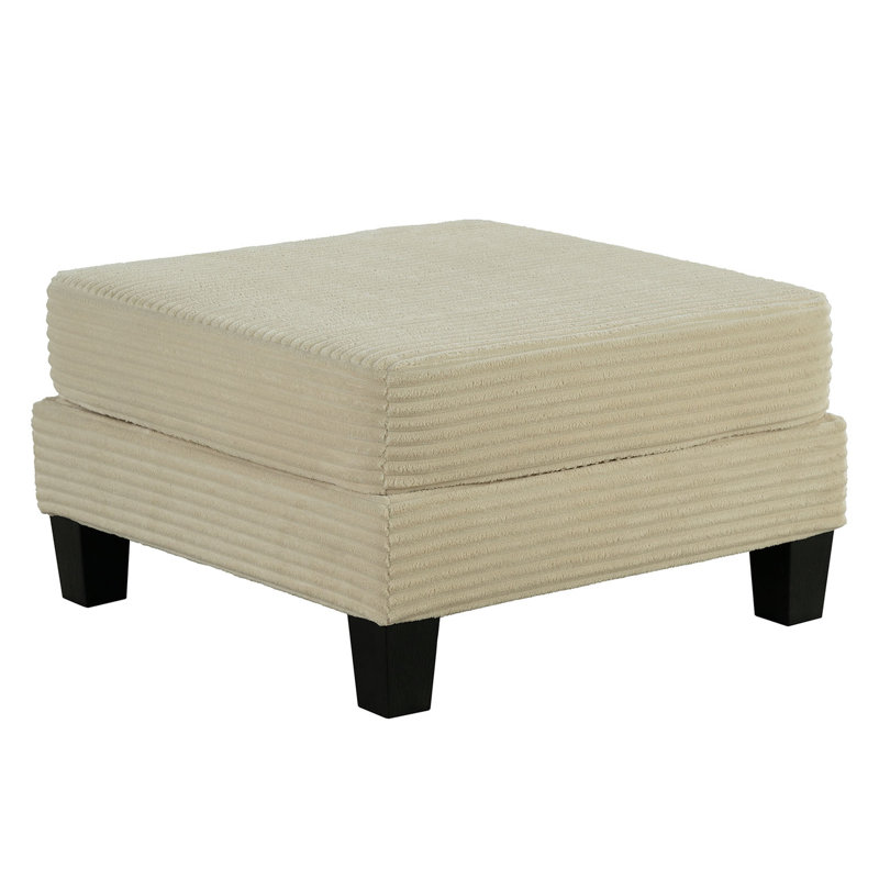 Rangement en tissu velours côtelé beige de style contemporain, P 31 po x H 18 po, utilisation principale avec rangement, l 31 po x P 31 po