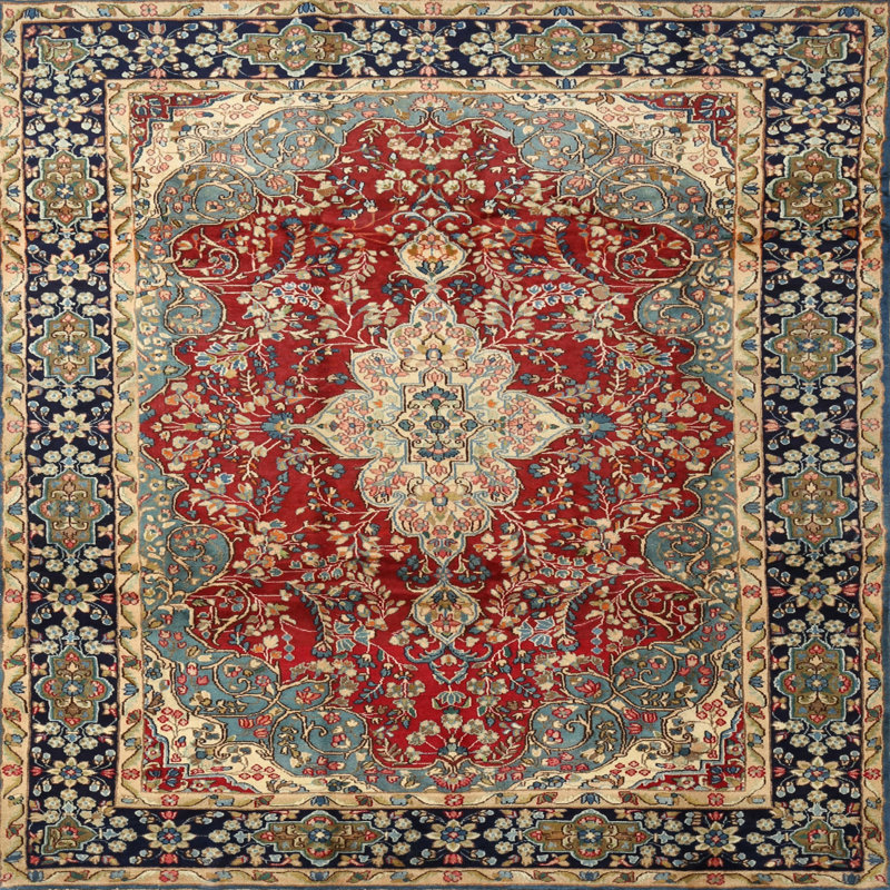 Tapis oriental rouge Kya, Rond 5 pi