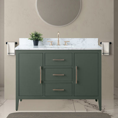Ensemble de meuble-lavabo simple 48 po avec plateau en marbre Chambery