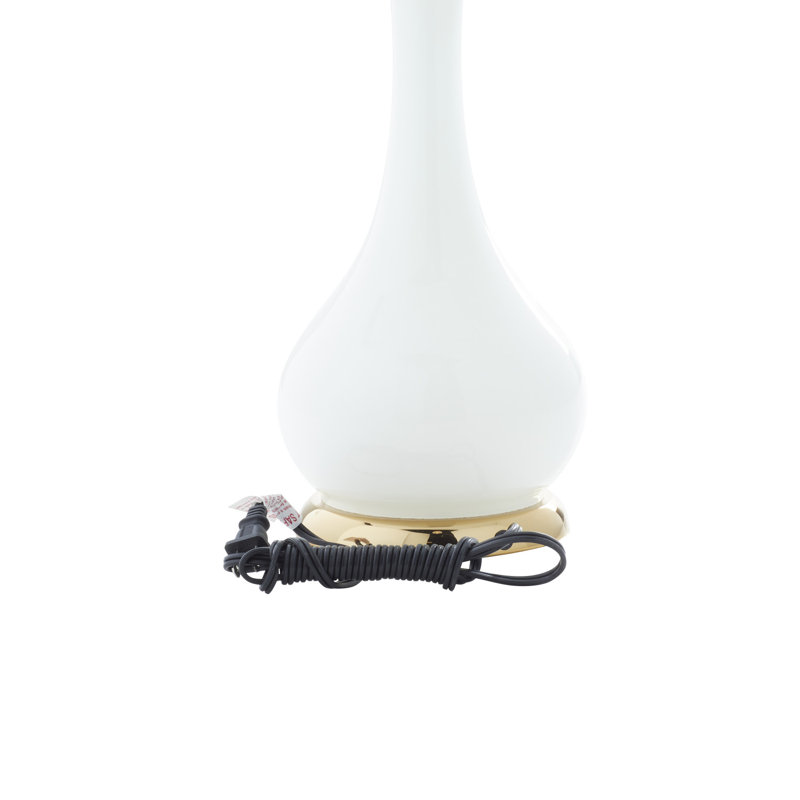 Calderone Metal White Table Lamp with Gold Accents Set