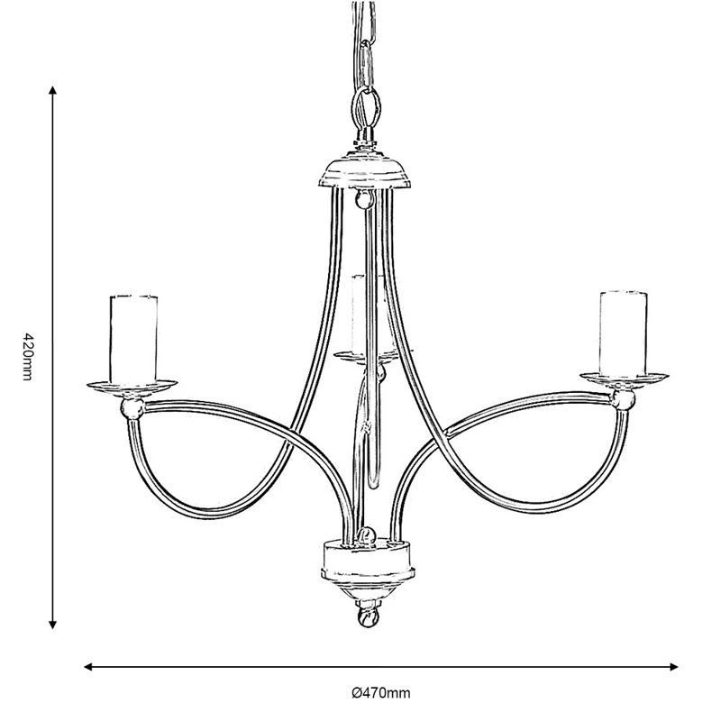 Mill 3 - Light Candle Style Chandelier, Antique Chrome