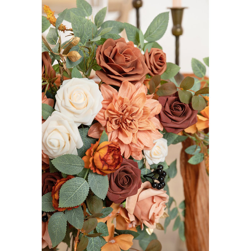Décoration florale Ling's Moment Sweetheart Table de couleur terre cuite coucher de soleil, Terra Cotta