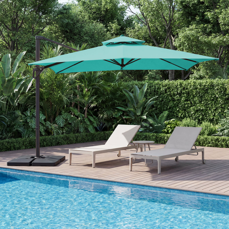 Parasol en porte-à-faux Pulk, Bleu paon, L 120 po x P 120 po
