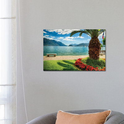 Scenic View Of Lake Como From Park, Maggiore, Lake Como, Lombardy, Italy by George Oze - Wrapped Canvas Print
