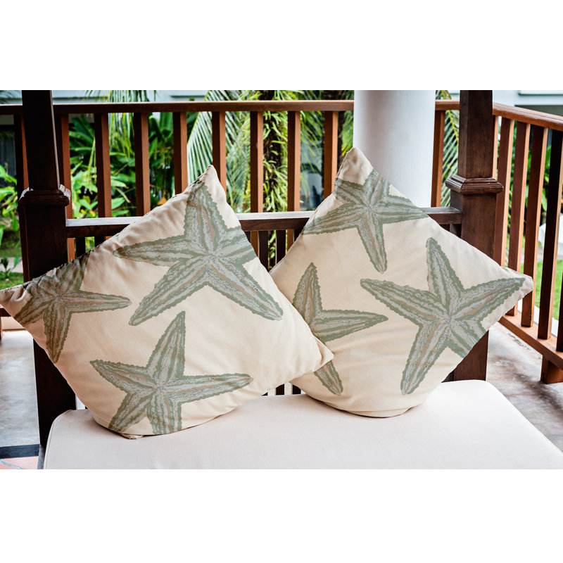 Coussin décoratif à imprimé plage et plage, 16 po x 16 po, Sauge