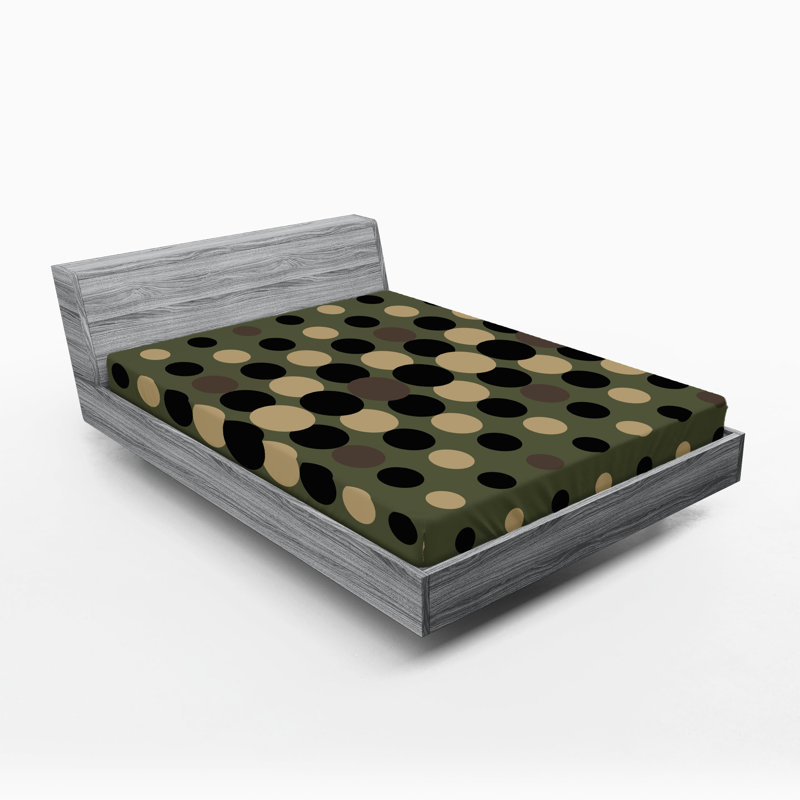 Drap-housse Ambesonne, paquet de 2, Drap-housse de taille très grand, Gris / beige / pois noirs
